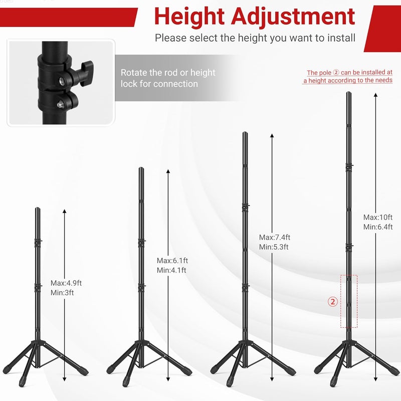 JSungo 10x10 FT Backdrop Stand for Parties, Adjustable Photo Backdrop Stand Kit with Carrying Bag, Portable Background Stand Backdrop for Wedding, Photoshoot, and Photo Studio - Image 3